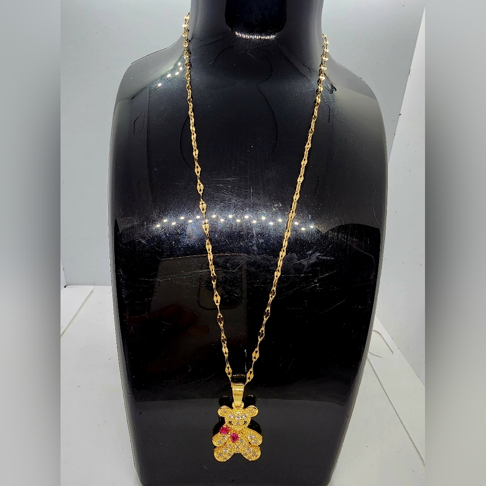 Gold Bear Pendant Necklace